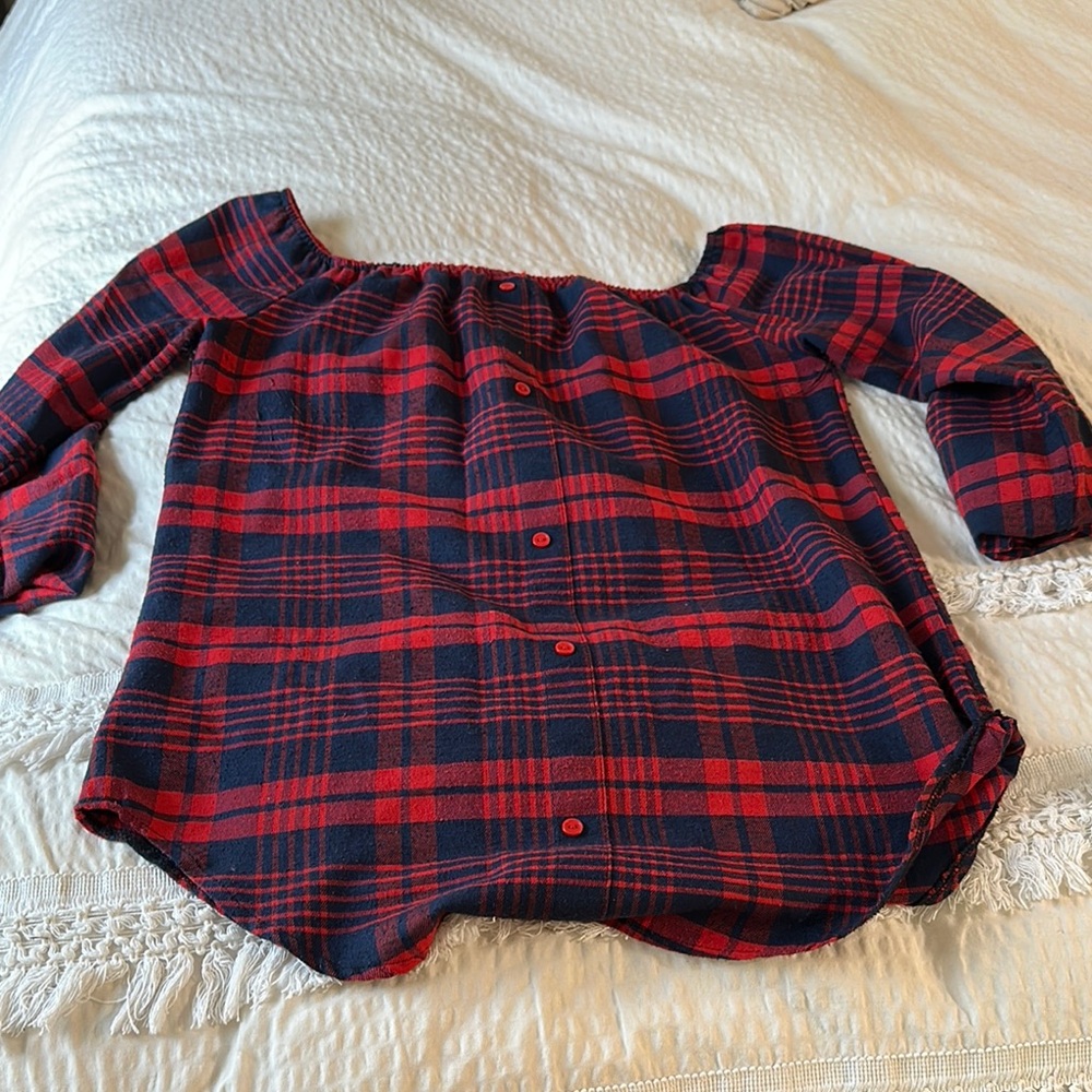 Plaid Kids Shirt in Red and Blue